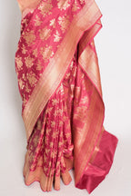 Mehuli: Silk Mark Certified Dusty Pink Bridal Banarasi Silk Saree
