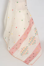 Mita: Pristine Off-White Bengal Handloom Cotton Jamdani Saree