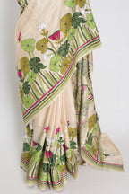 Mitra: Hand Embroidery Kantha Stitch Pure Gachi Tussar Silk Saree