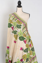 Mitra: Hand Embroidery Kantha Stitch Pure Gachi Tussar Silk Saree