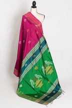 Mridula : Lightweight Bishnupur Katan Silk Saree in Purple and Green