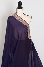 Nadia : Designer Glass Tissue Purple Partywear Saree with Patched Golden Border