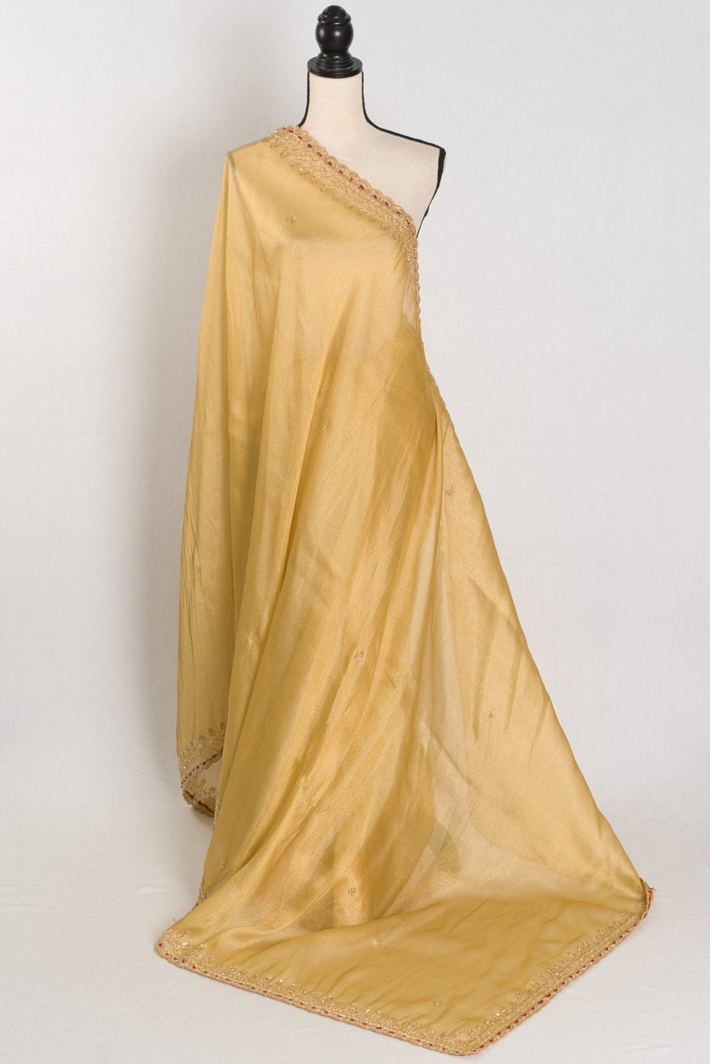 Nagma | Soft Tissue Gold Designer Saree with Hand Embroidery Border