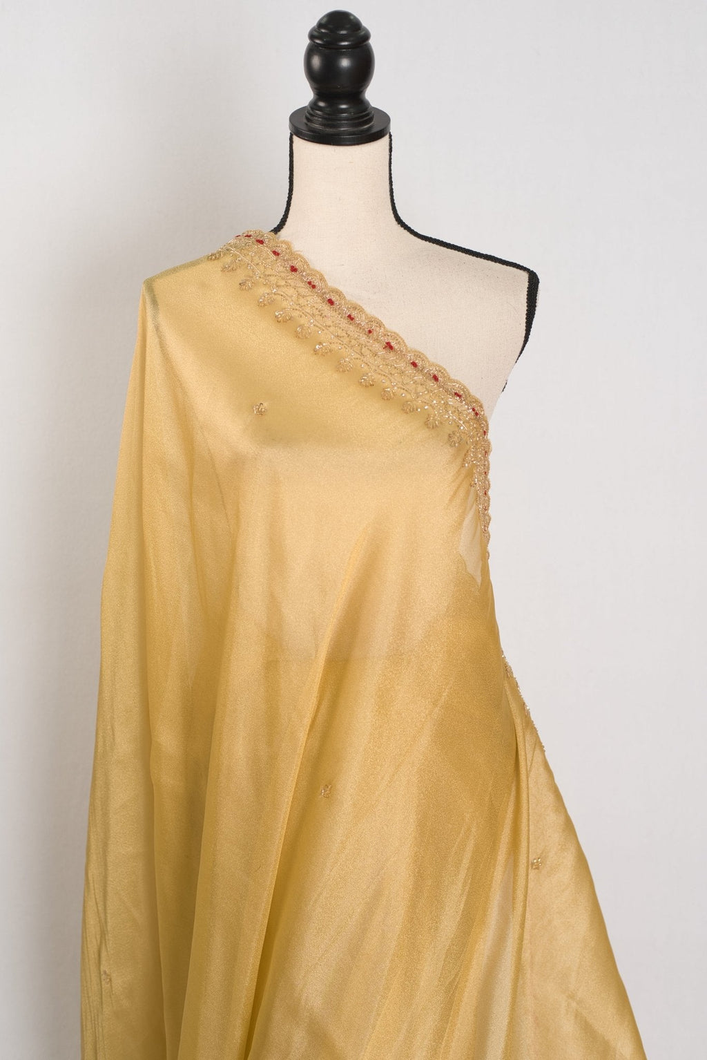 Nagma | Soft Tissue Gold Designer Saree with Hand Embroidery Border