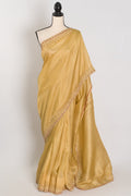 Nagma | Soft Tissue Gold Designer Saree with Hand Embroidery Border
