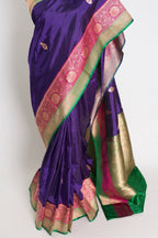 Nayana : Silk Mark Certified Purple Katan Banarasi Saree