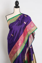 Nayana : Silk Mark Certified Purple Katan Banarasi Saree