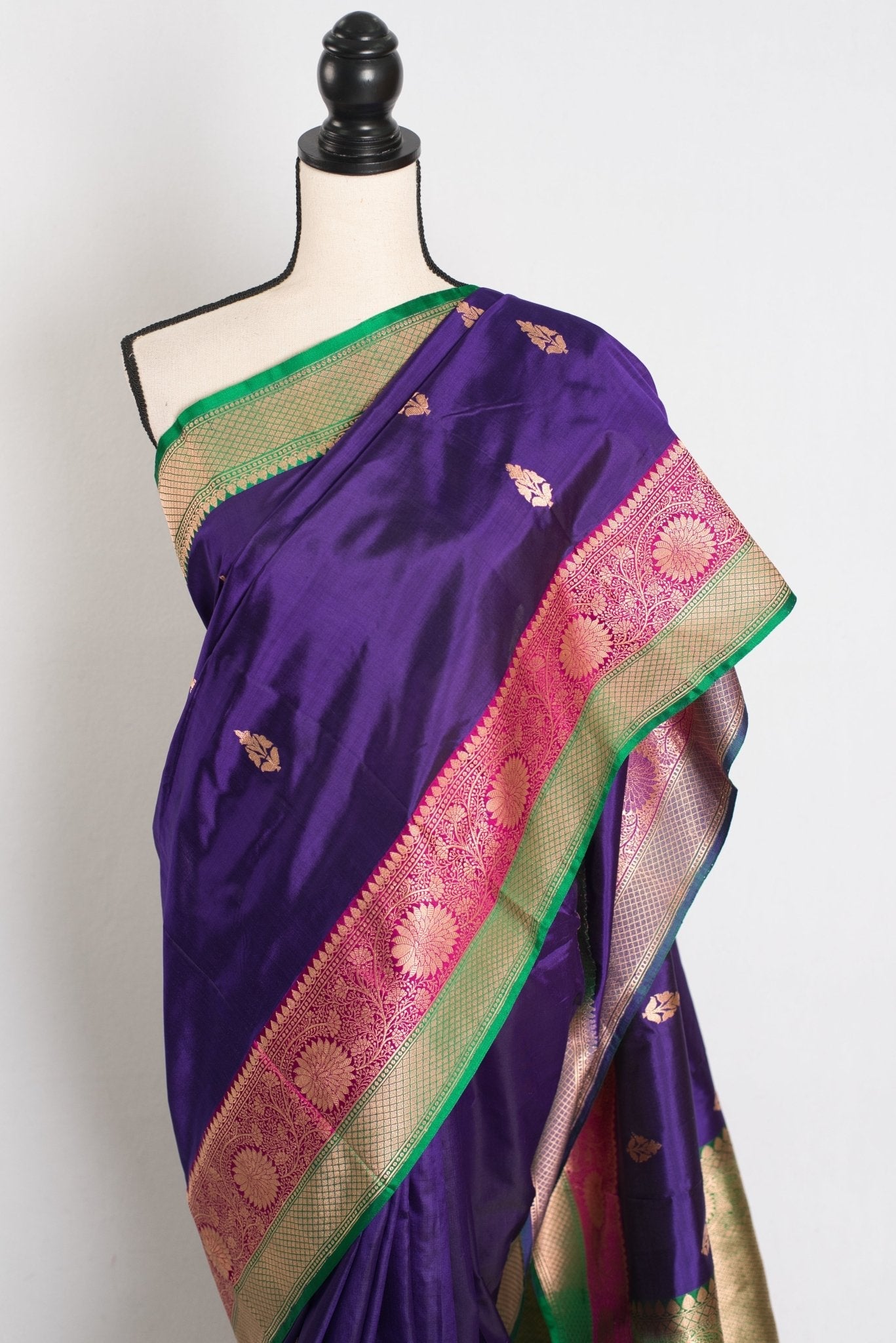 Nayana : Silk Mark Certified Purple Katan Banarasi Saree
