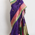 Nayana : Silk Mark Certified Purple Katan Banarasi Saree