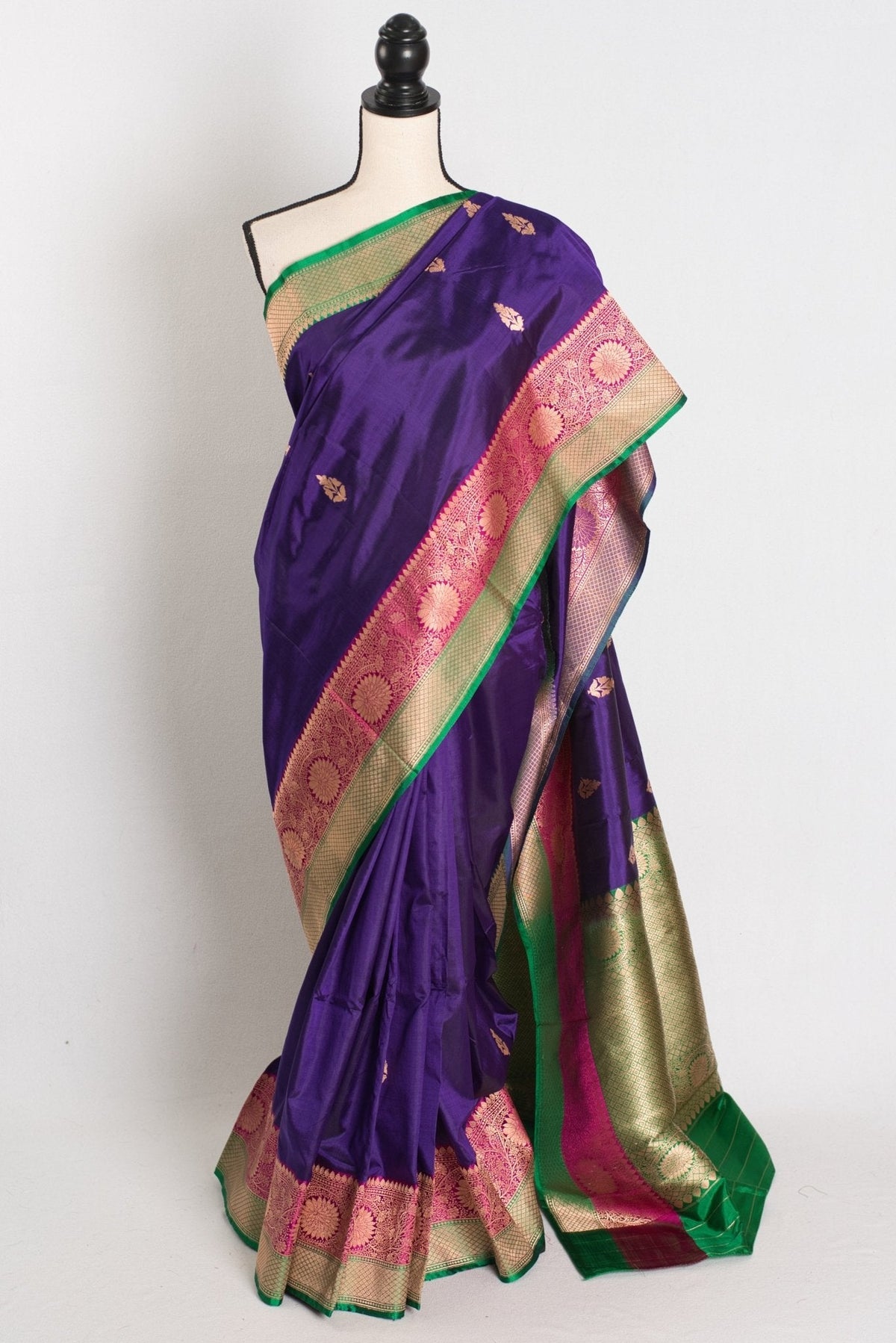 Nayana : Silk Mark Certified Purple Katan Banarasi Saree