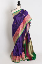 Nayana : Silk Mark Certified Purple Katan Banarasi Saree