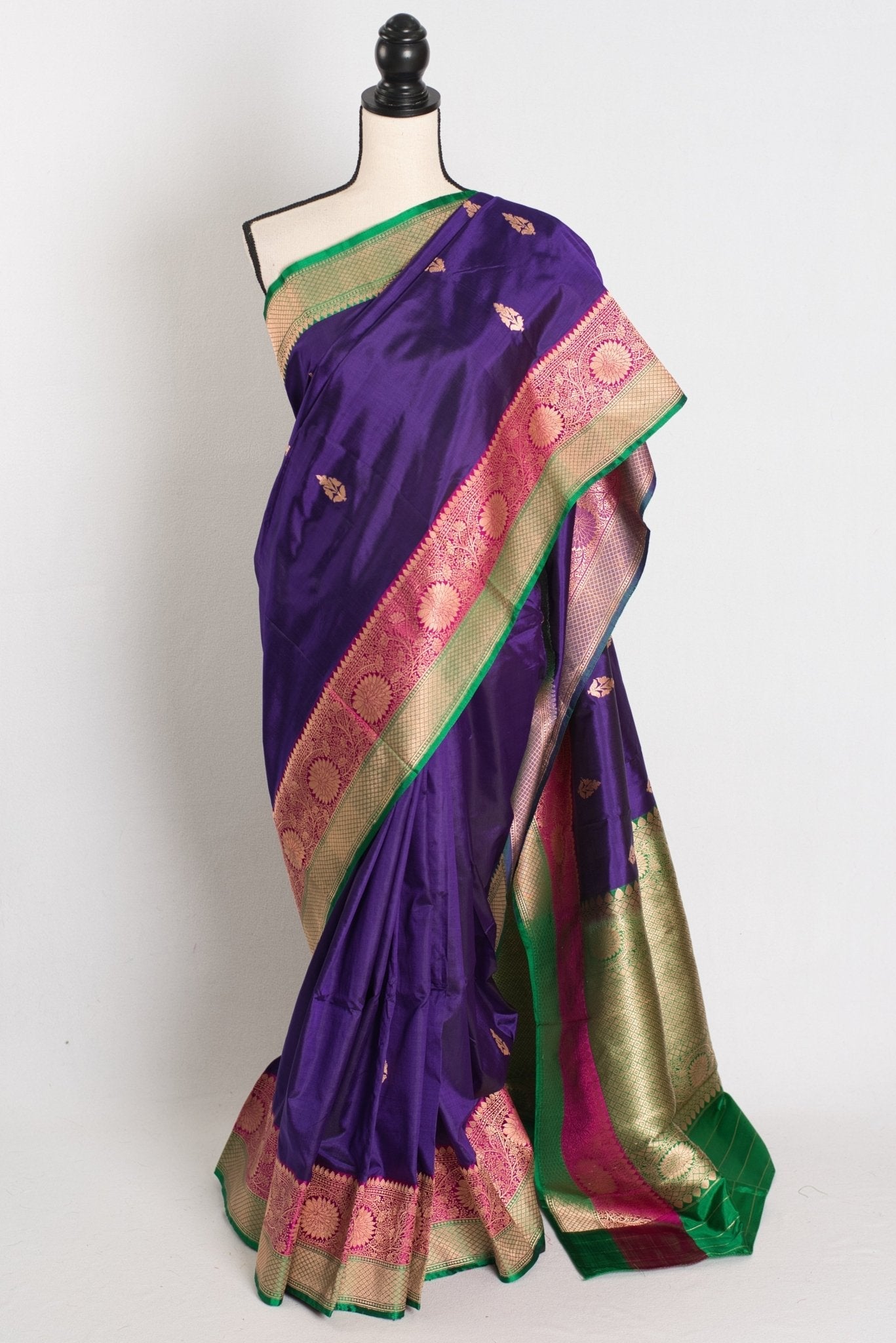 Nayana : Silk Mark Certified Purple Katan Banarasi Saree