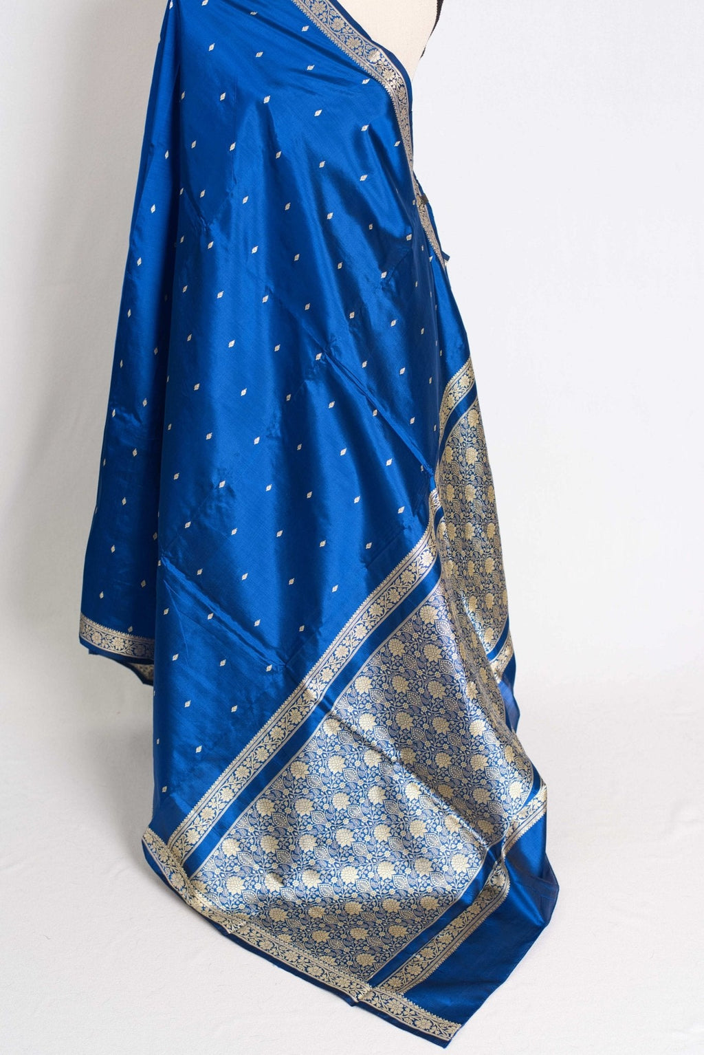 Neha : Certified Silk Banarasi Saree with Resham Work in Blue