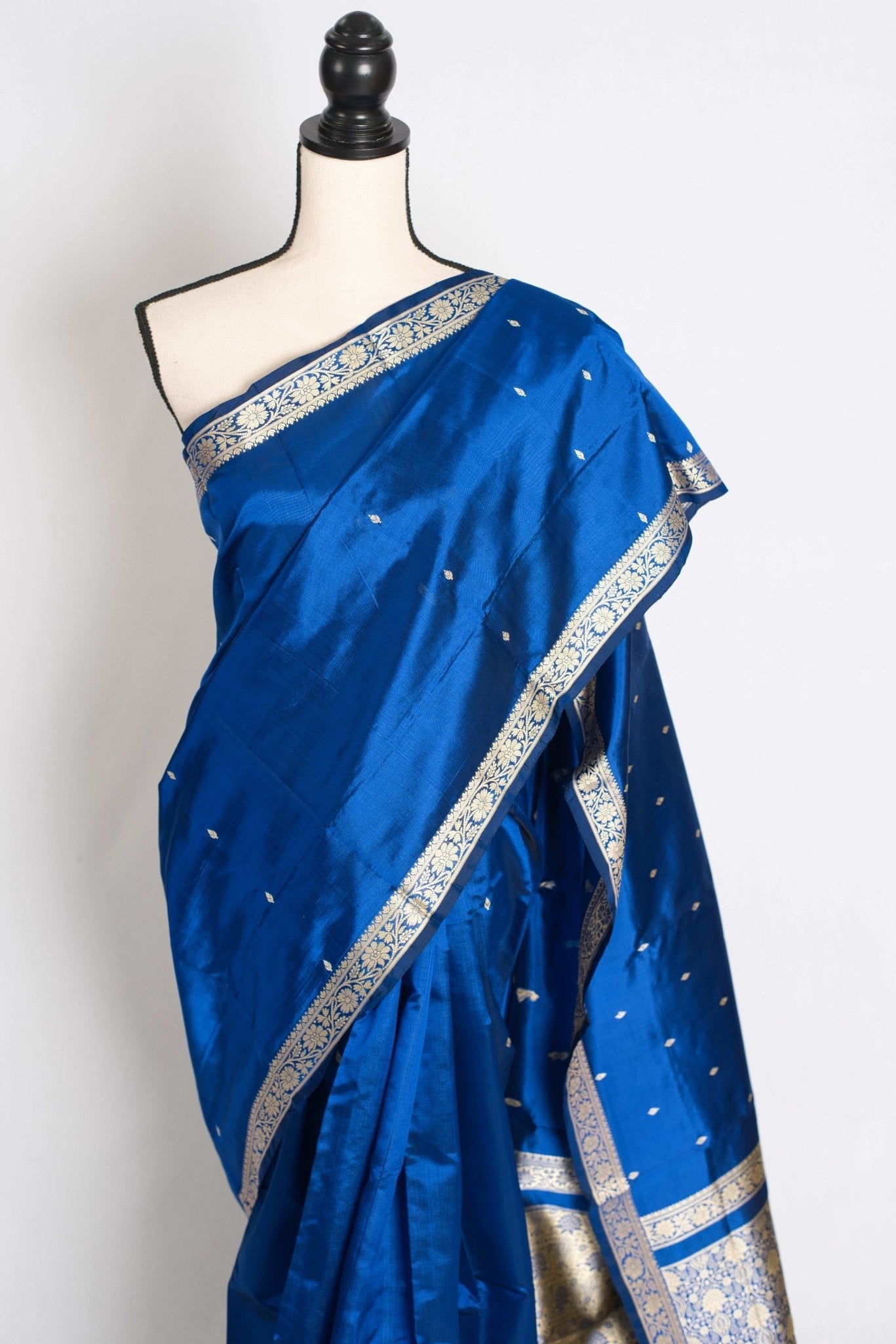 Neha : Certified Silk Banarasi Saree with Resham Work in Blue