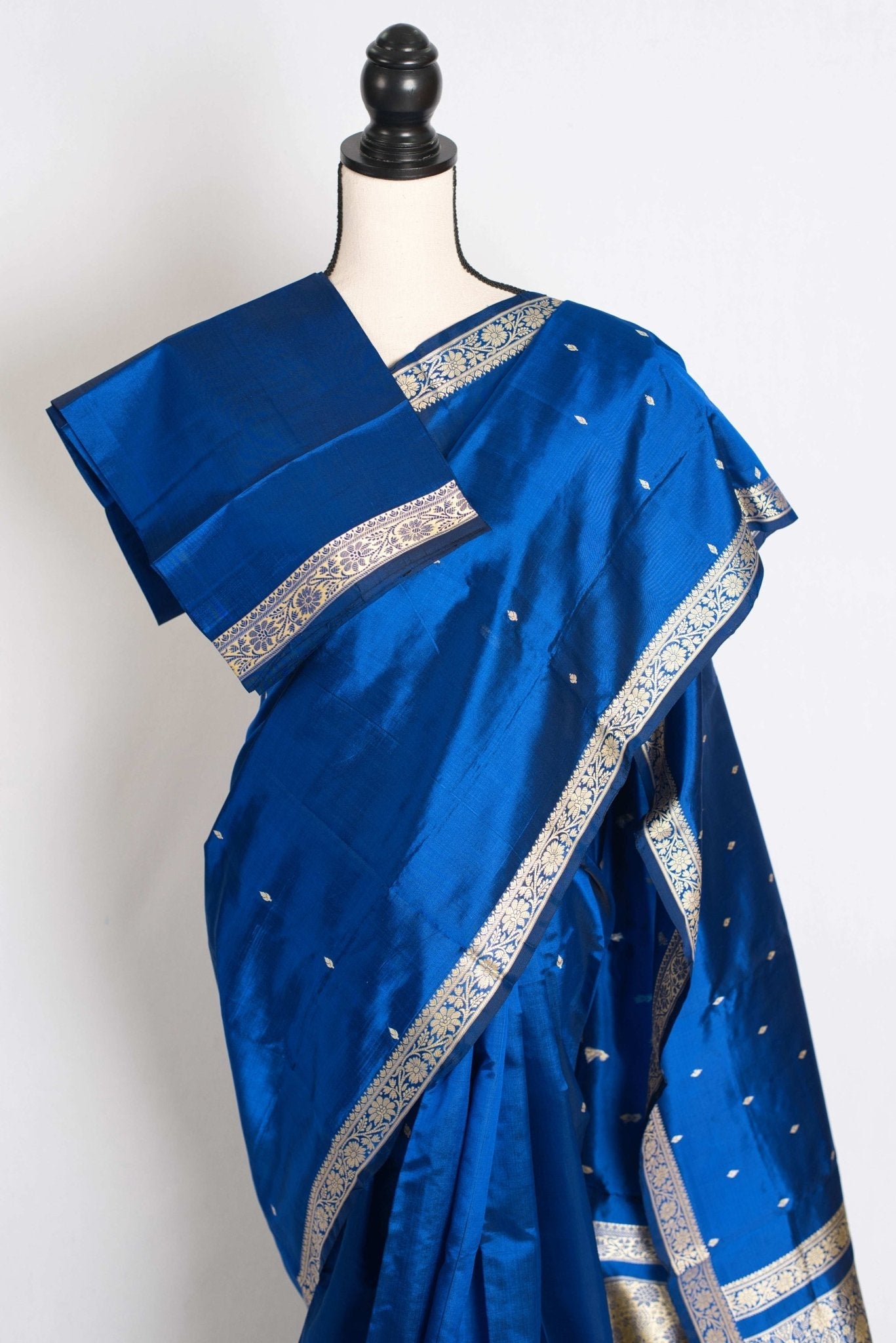 Neha : Certified Silk Banarasi Saree with Resham Work in Blue