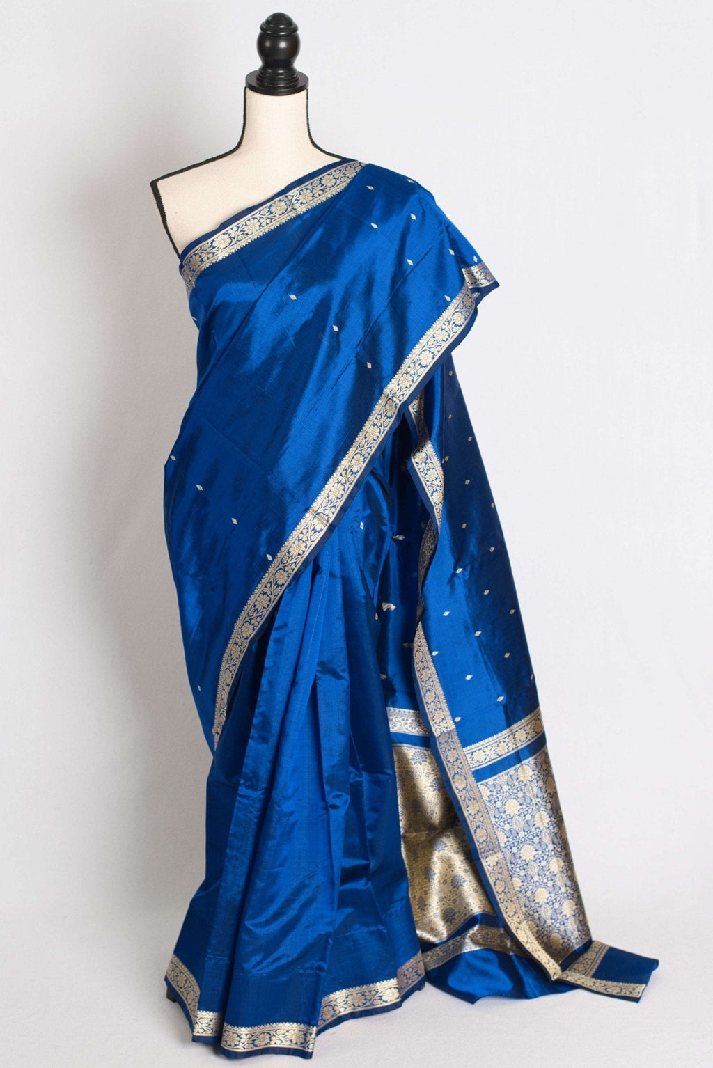 Neha : Certified Silk Banarasi Saree with Resham Work in Blue