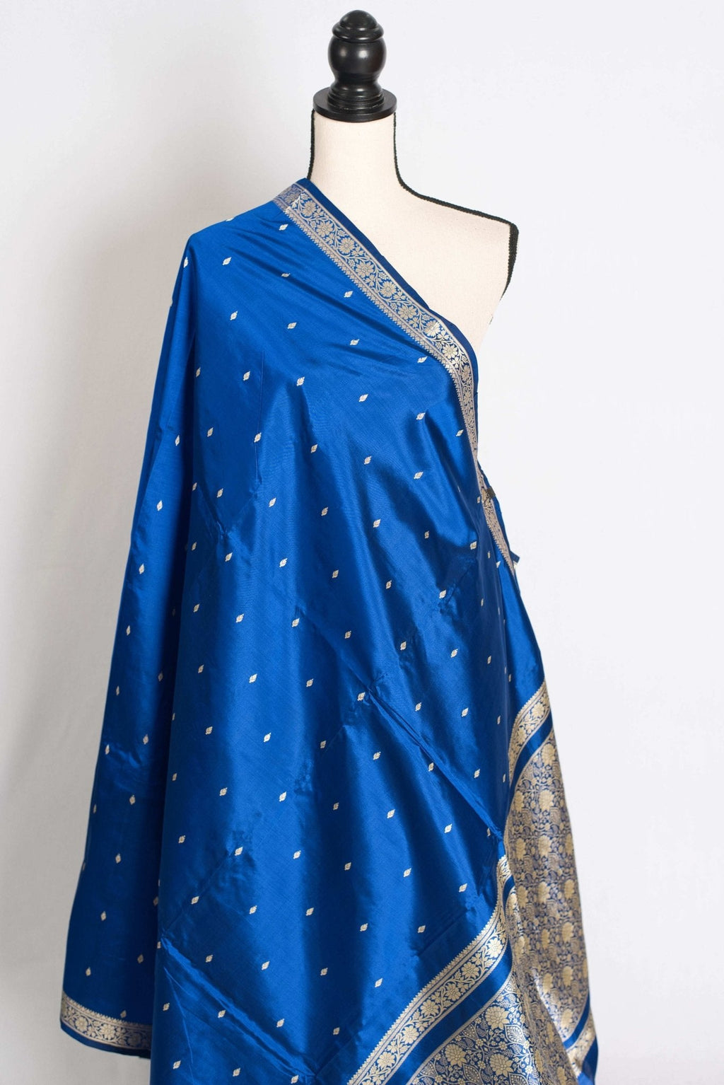 Neha : Certified Silk Banarasi Saree with Resham Work in Blue