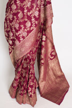 Nidhi : Sona Rupa Zari Semi Georgette Banarasi Saree | Size 40 Stitched Blouse