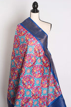 Patola Print Tussar Silk Saree - Bengal Hand Block Printed Silk Saree