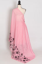 Neha | Pink Semi Kota Silk Saree with Appliqué Work & Machine Embroidery