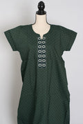 Printed Bottle Green Pure Cotton Nightwear in Regular Size