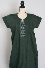 Printed Bottle Green Pure Cotton Nightwear in Regular Size