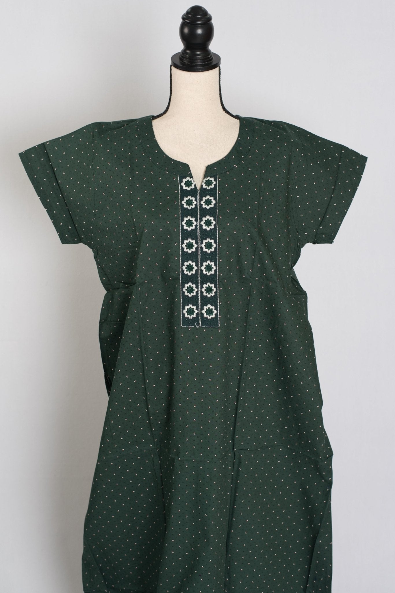 Printed Bottle Green Pure Cotton Nightwear in Regular Size