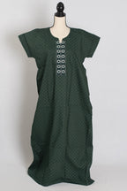 Printed Bottle Green Pure Cotton Nightwear in Regular Size