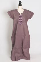 Printed English Purple Women Indian Cotton Nighty in Regular Size