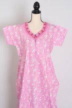 Printed Pink Pure Cotton Nightwear in Regular Size — Style C (Oct)