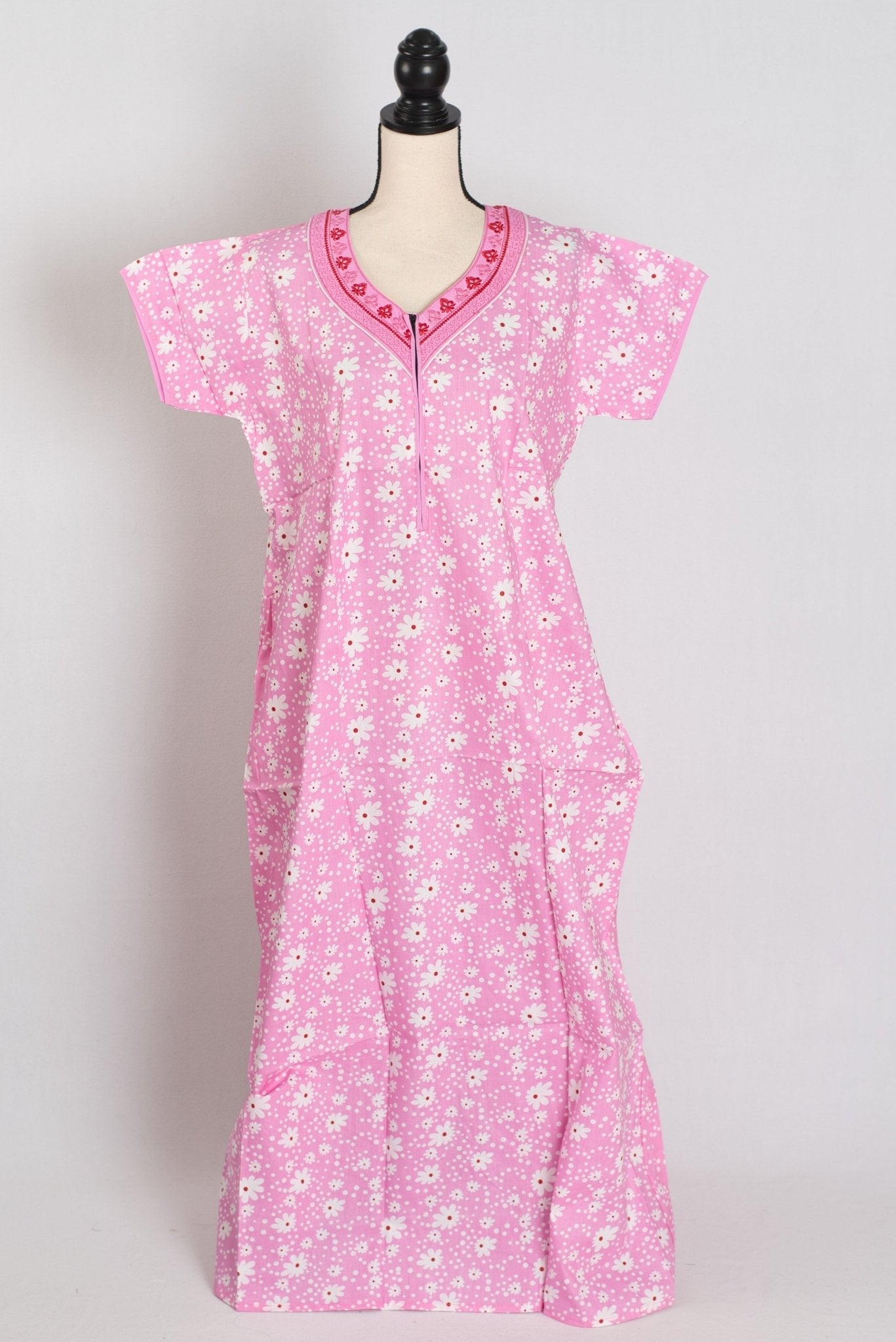 Printed Pink Pure Cotton Nightwear in Regular Size — Style C (Oct)
