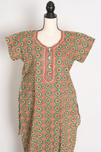 Pure Cotton Sea Green Kalamkari Printed Long Nighty in Regular Size