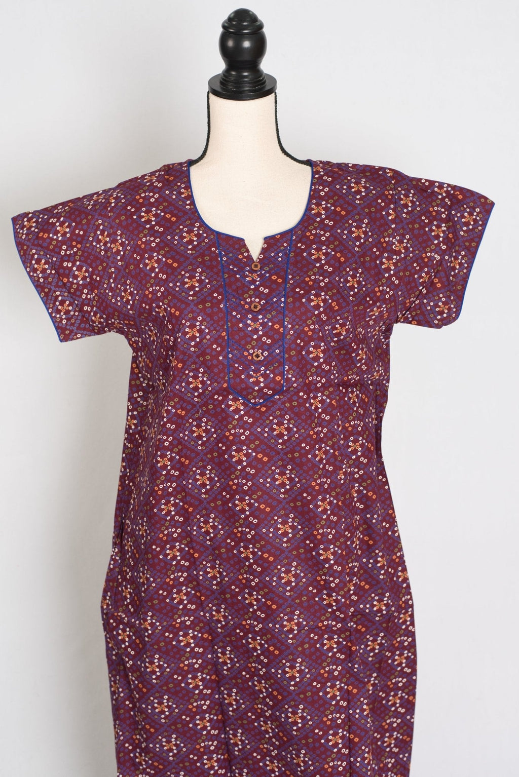 Purple Color Women Indian Cotton Nighty in Regular Size