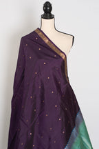 Rama: Eggplant Purple & Sea Green Minimalist Kanjivaram Silk Saree