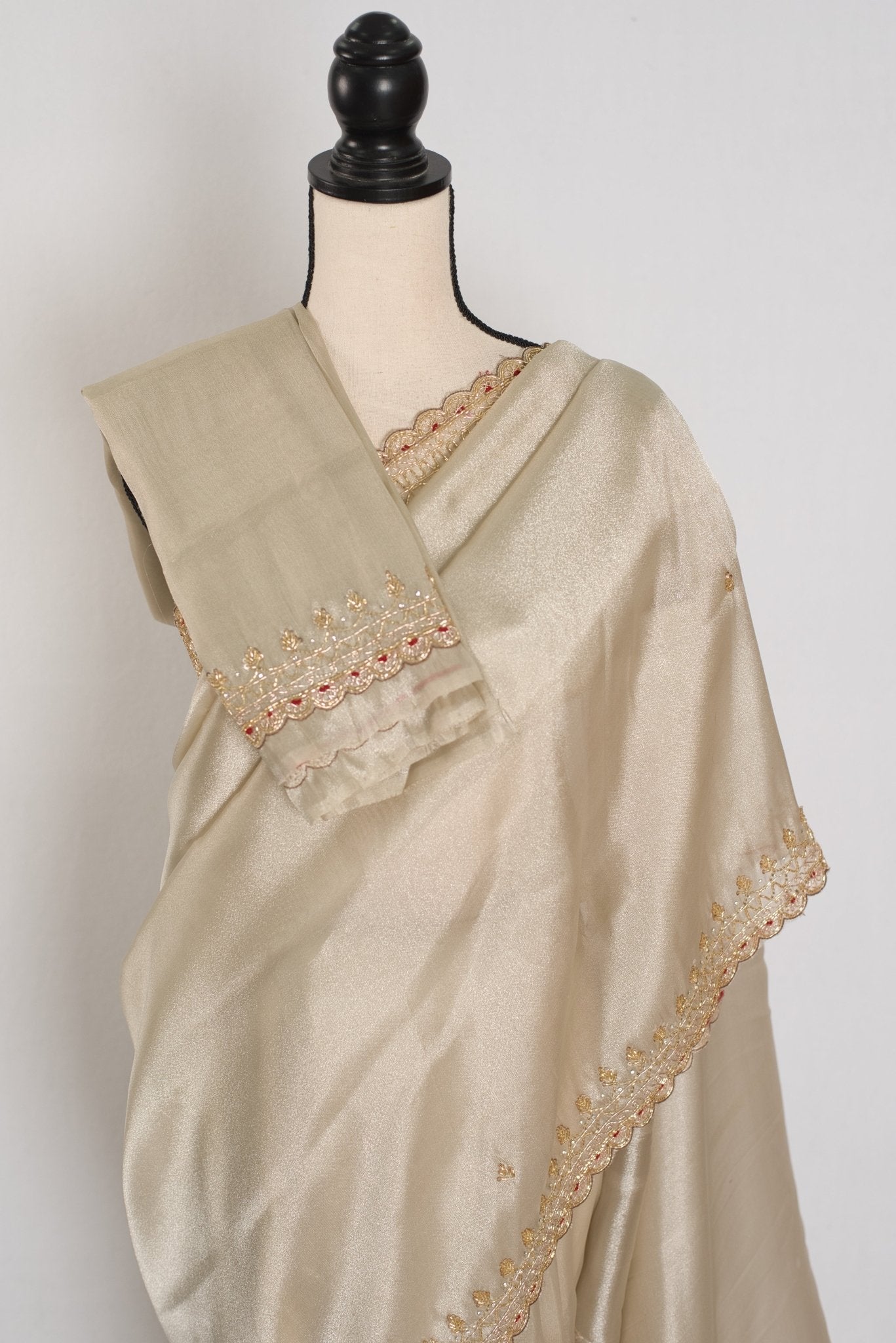 Rebecca : Tissue Designer Saree in Silver with Cut Dana Embroidery | Partywear
