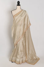 Rebecca : Tissue Designer Saree in Silver with Cut Dana Embroidery | Partywear