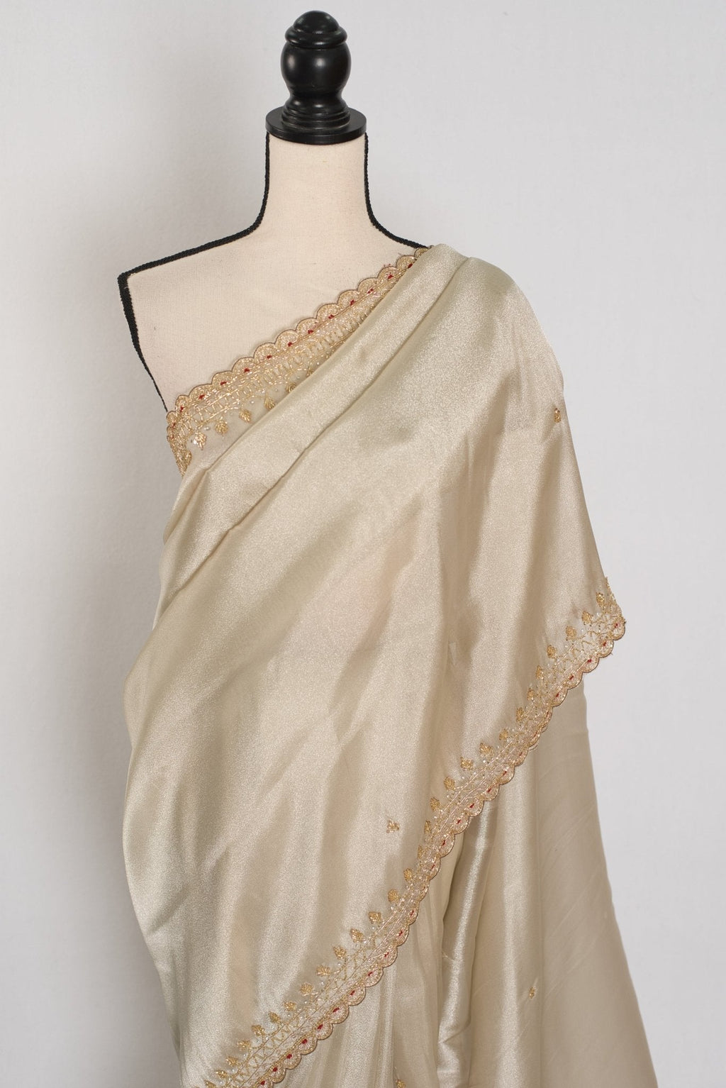Rebecca : Tissue Designer Saree in Silver with Cut Dana Embroidery | Partywear