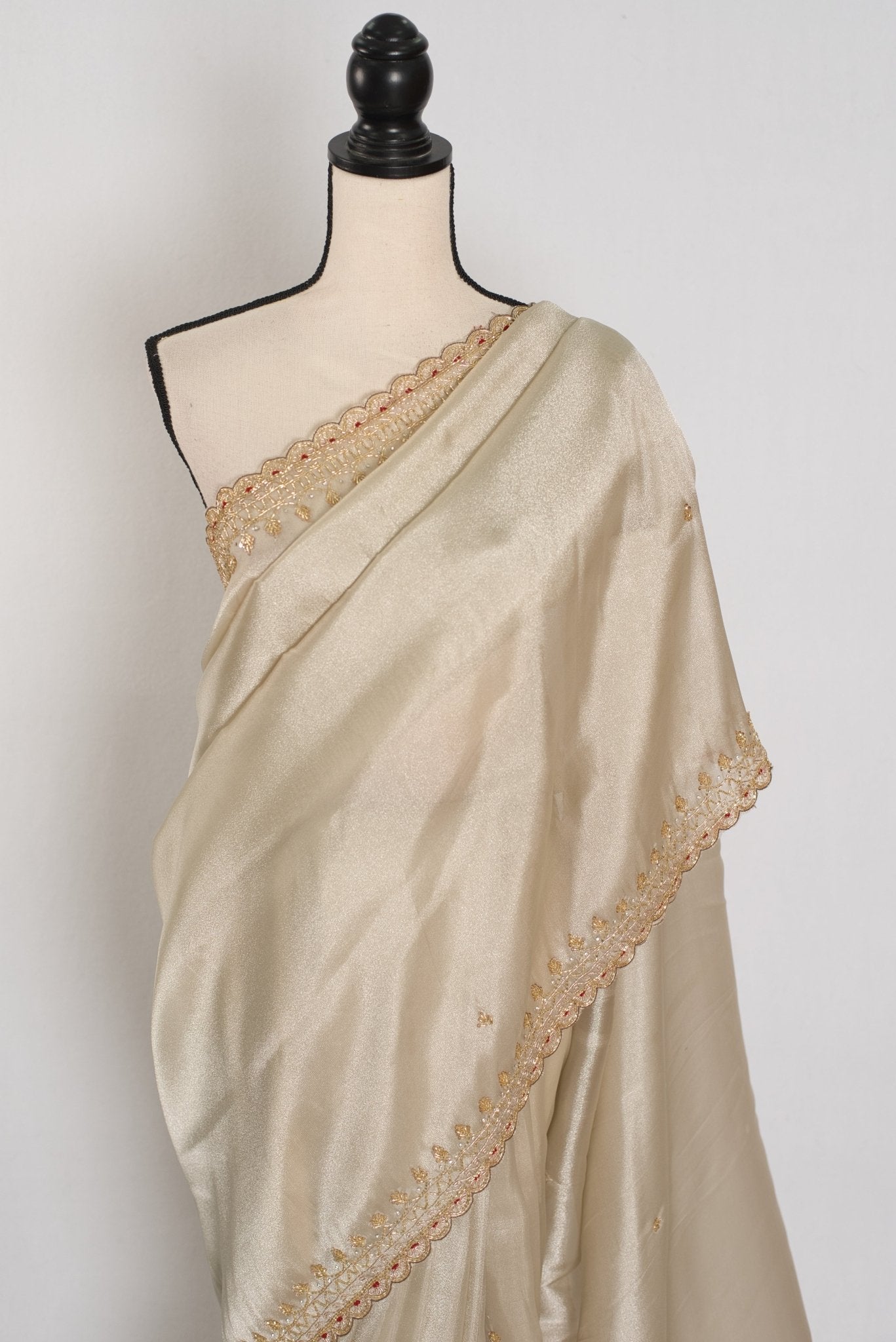 Rebecca : Tissue Designer Saree in Silver with Cut Dana Embroidery | Partywear