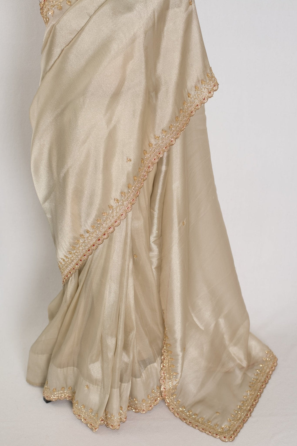 Rebecca : Tissue Designer Saree in Silver with Cut Dana Embroidery | Partywear