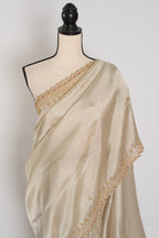 Rebecca : Tissue Designer Saree in Silver with Cut Dana Embroidery | Partywear