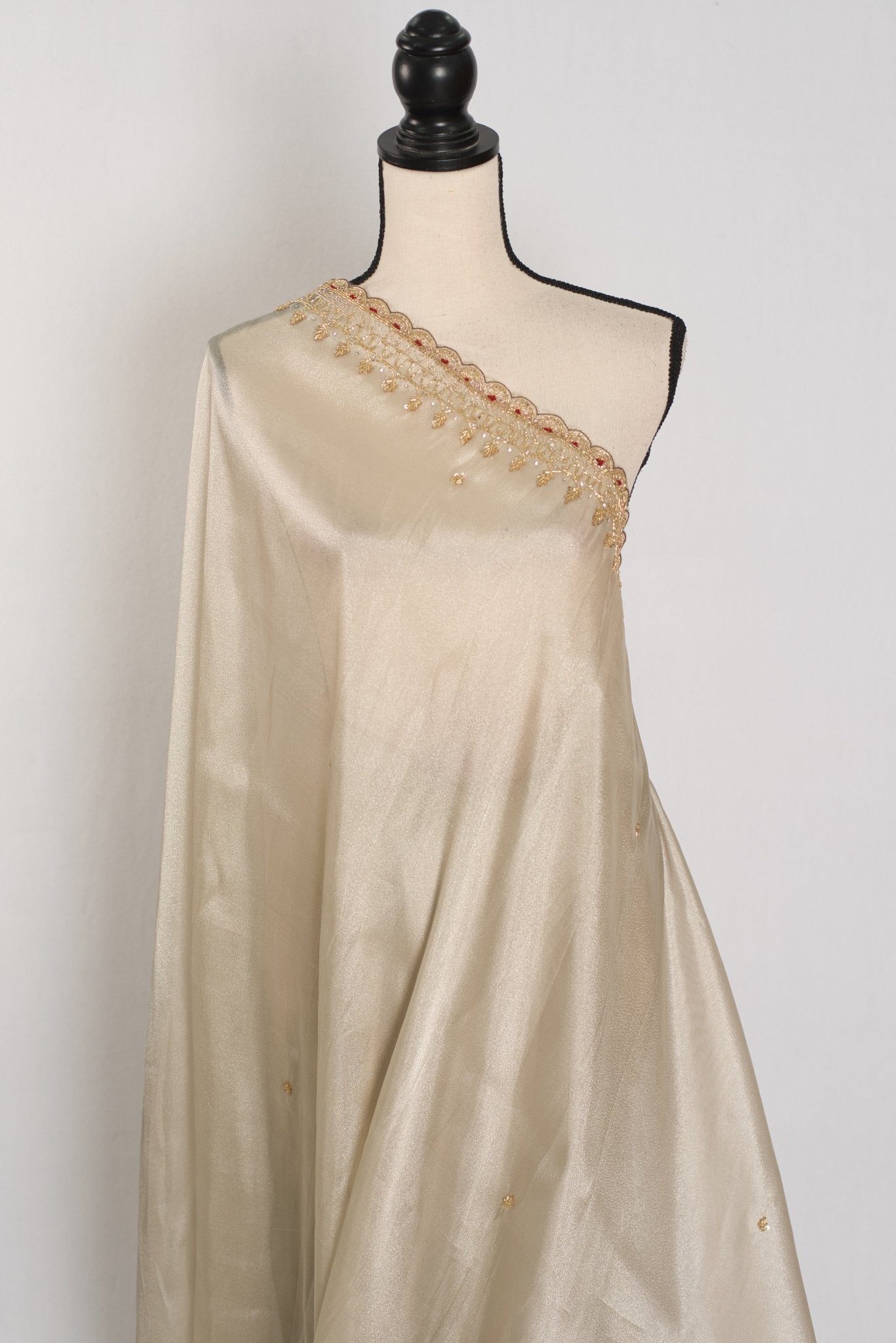 Rebecca : Tissue Designer Saree in Silver with Cut Dana Embroidery | Partywear