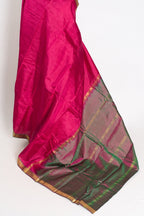 Rita : Rani Pink and Green Kanjivaram Silk Saree with Small Golden Border