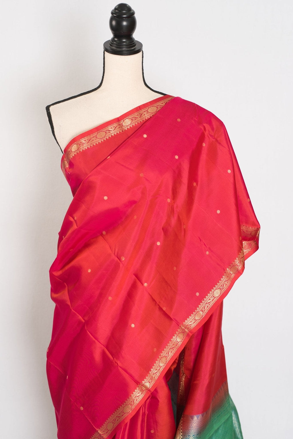 Roopa: Peachy Orange Polka Dot Kanjivaram Silk Saree | Silk Mark
