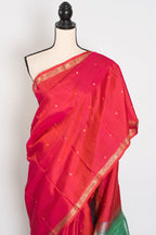 Roopa: Peachy Orange Polka Dot Kanjivaram Silk Saree | Silk Mark