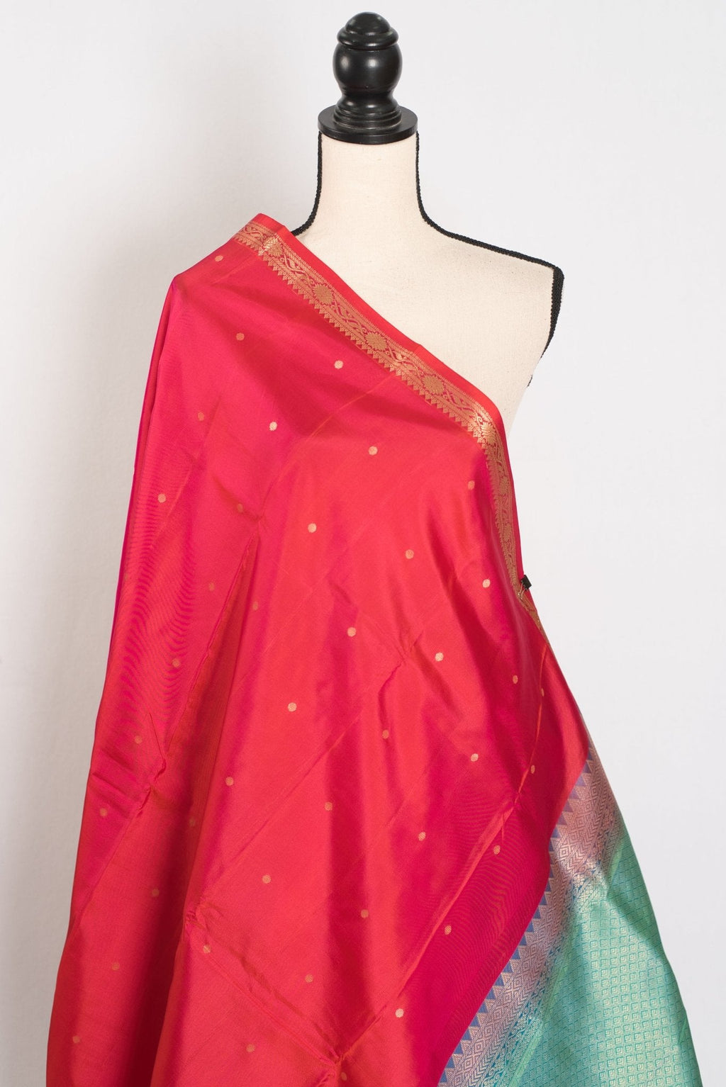 Roopa: Peachy Orange Polka Dot Kanjivaram Silk Saree | Silk Mark