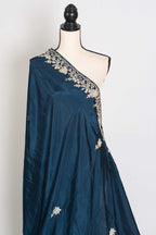 Samaira : Hand Zardosi Embroidery Blue Satin Silk Partywear Saree