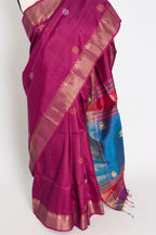 Sandhya : Lightweight Bishnupur Katan Silk Saree in Purple and Blue