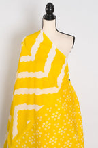 Shalini: Bright Yellow & White Contemporary Bengal Soft Mulmul Cotton Saree