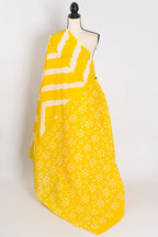 Shalini: Bright Yellow & White Contemporary Bengal Soft Mulmul Cotton Saree