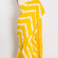 Shalini: Bright Yellow & White Contemporary Bengal Soft Mulmul Cotton Saree